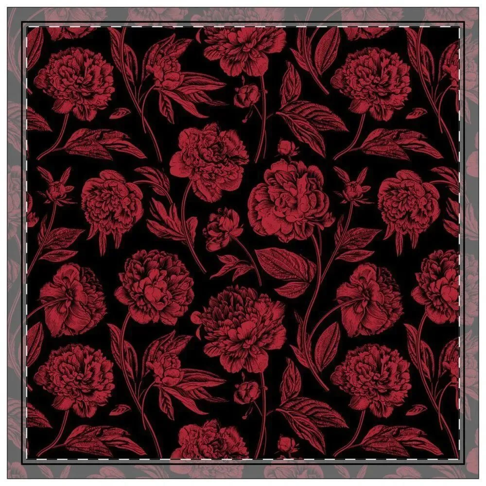 NWT Porter Anna- Red & Black Cotton Napkin 4-set, Peony